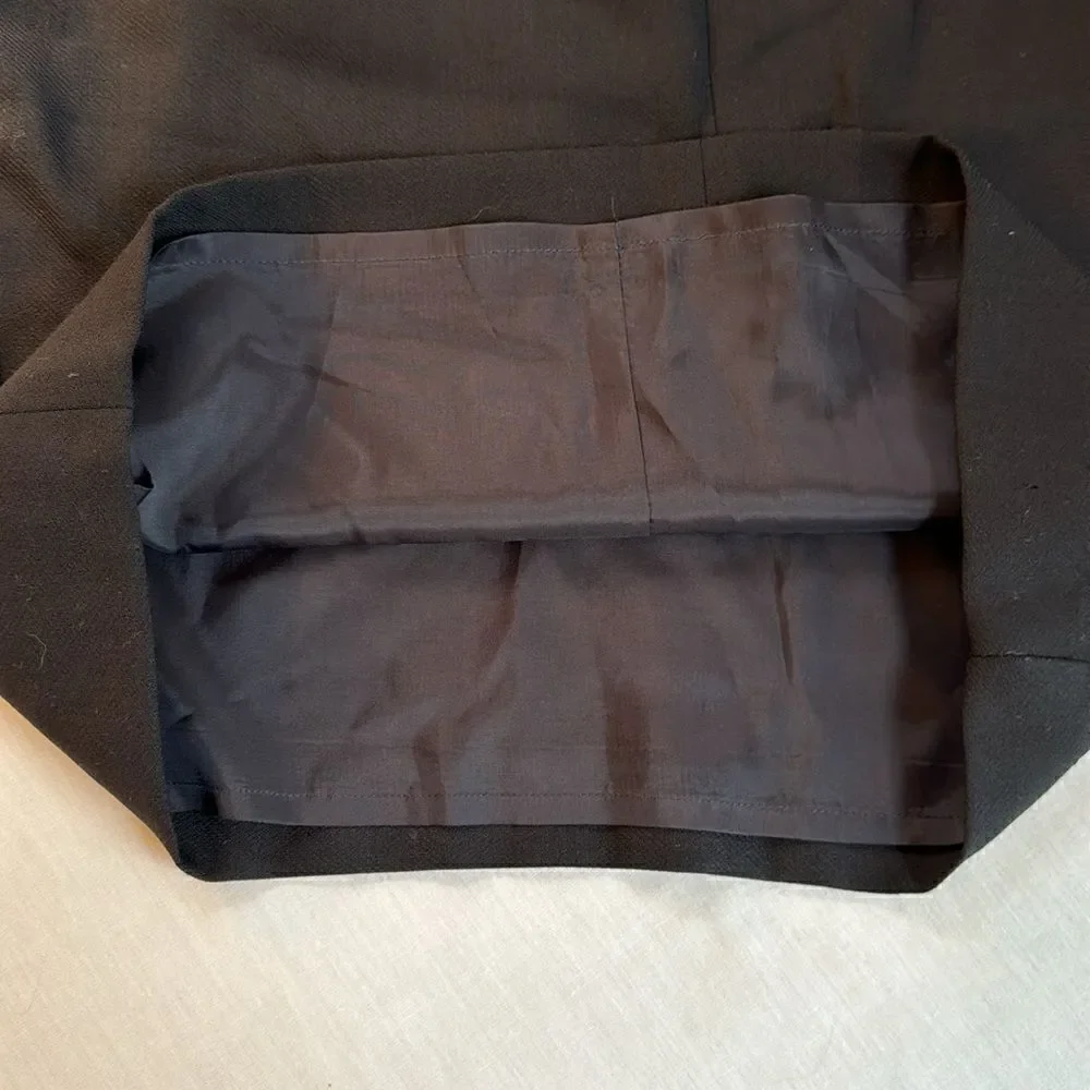J. Crew black lined wool crepe suit skirt 21” long 13” waist zip back
